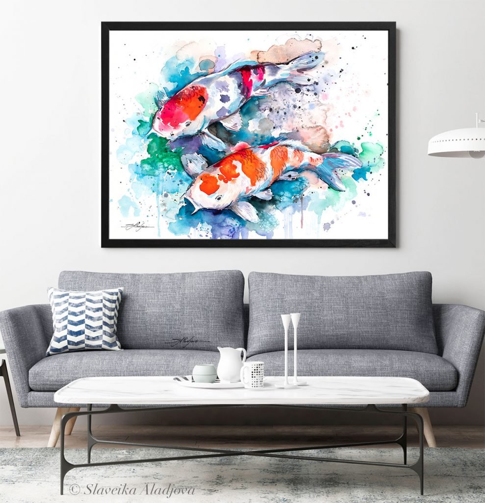 Koi watercolor painting print by Slaveika Aladjova