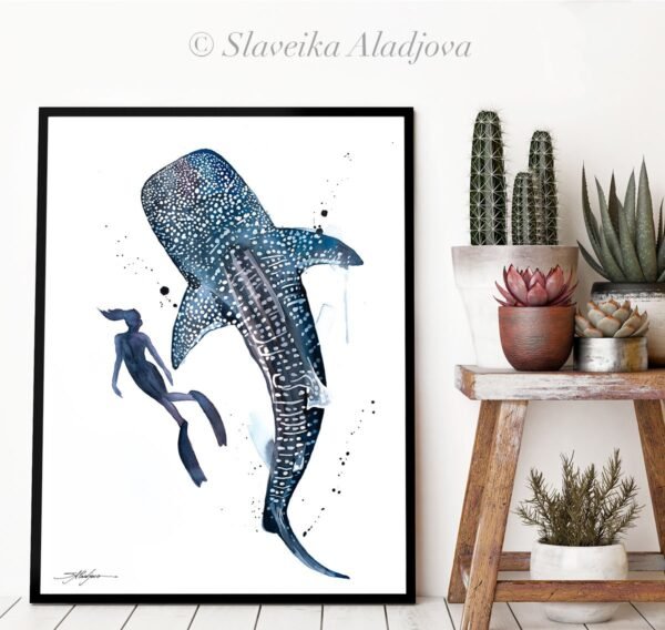 Freediver with Whale Shark Freediver with Whale Shark