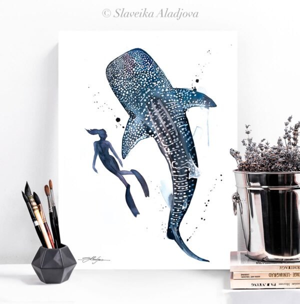 Freediver with Whale Shark Freediver with Whale Shark