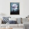 Christmas, Santa Claus, Sleigh, Reindeer, Moon