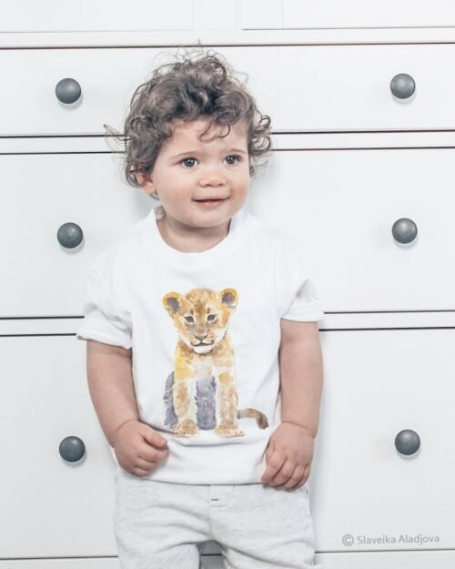 Lion cub watercolor Kids T-shirt