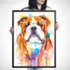 English Bulldog, Dog watercolor painting print by Slaveika Aladjova