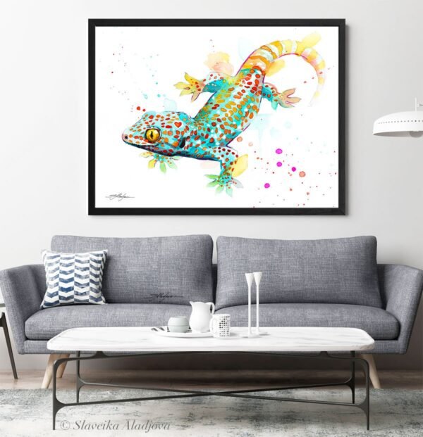 2Prints Tokay Gecko watercolor painting print by Slaveika Aladjova