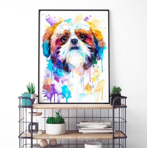 Shih Tzu, Dog watercolor print