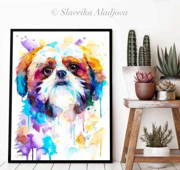 Shih Tzu, Dog watercolor print
