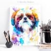 Shih Tzu, Dog watercolor print