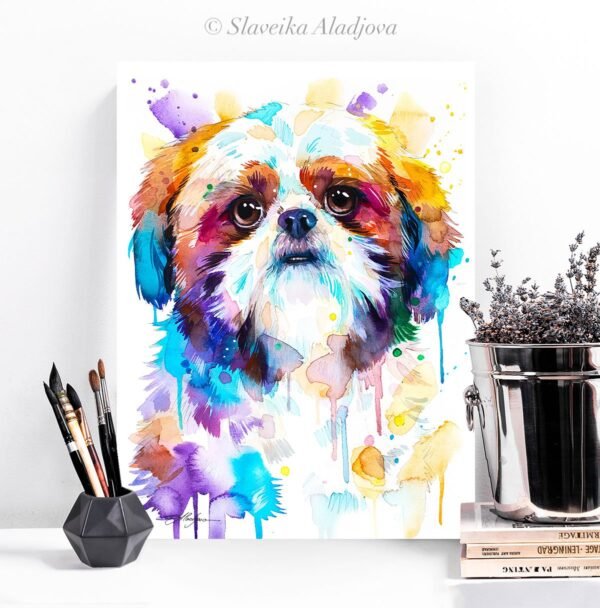 Shih Tzu, Dog watercolor print