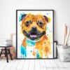 Staffordshire Bull Terrier, Dog watercolor painting print by Slaveika Aladjova