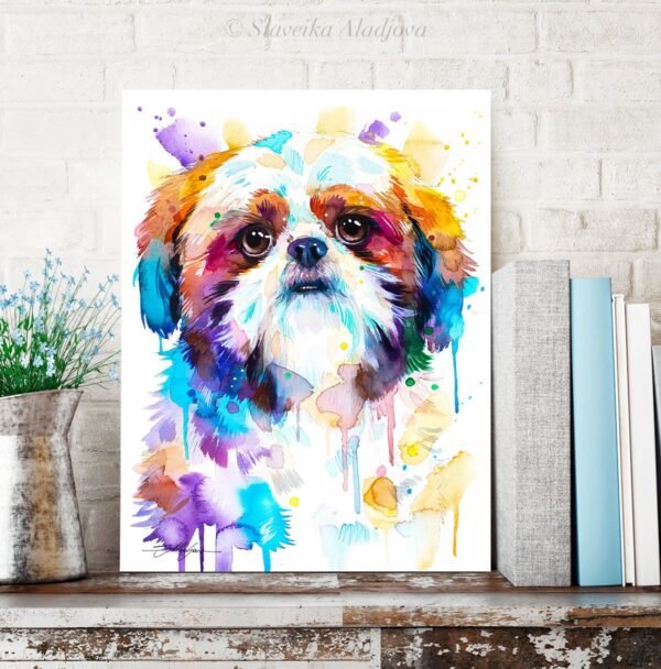 Shih Tzu, Dog watercolor print