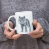 Black Baby Wolf Watercolor coffee mug 4 Baby Wolf coffee mug