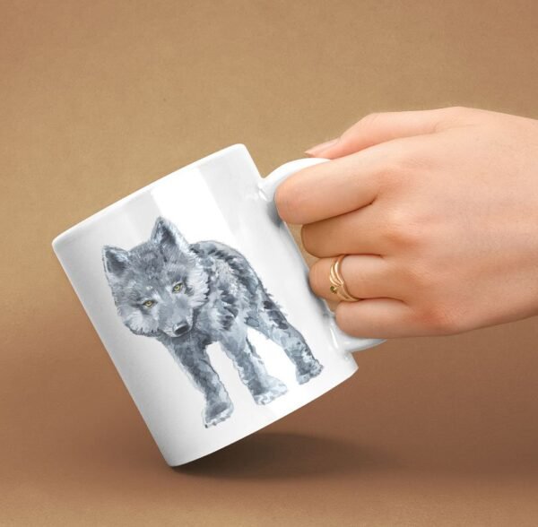 Black Baby Wolf Watercolor coffee mug 9 Baby Wolf coffee mug