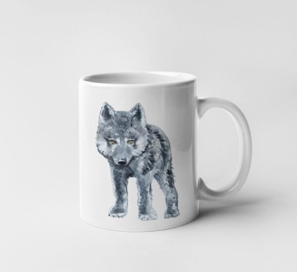 kids-art-mug-2 Black Baby Wolf Watercolor KA0049 mug