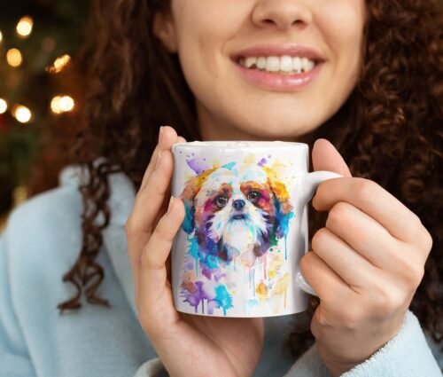 Shih Tzu watercolor coffee mug