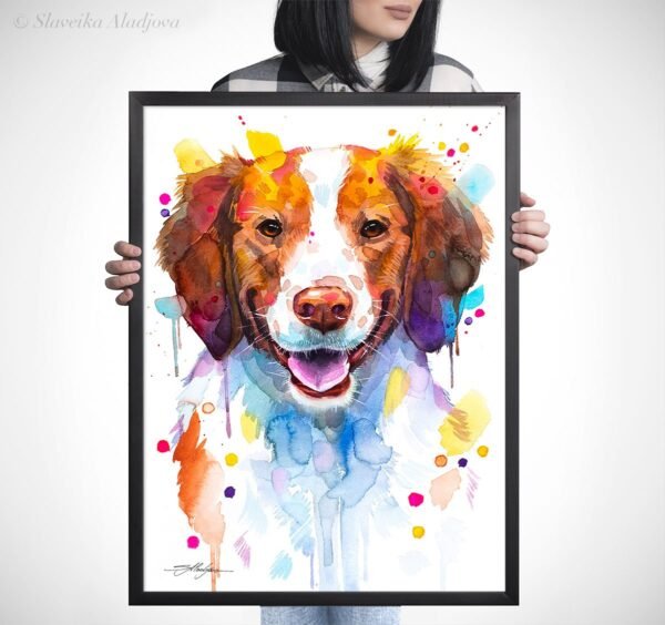 Brittany Spaniel, Dog watercolor painting print by Slaveika Aladjova Brittany Spaniel, Dog watercolor painting print by Slaveika Aladjova