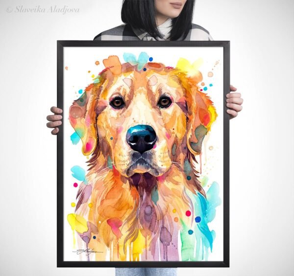 Golden Retriever, Dog watercolor painting print by Slaveika Aladjova