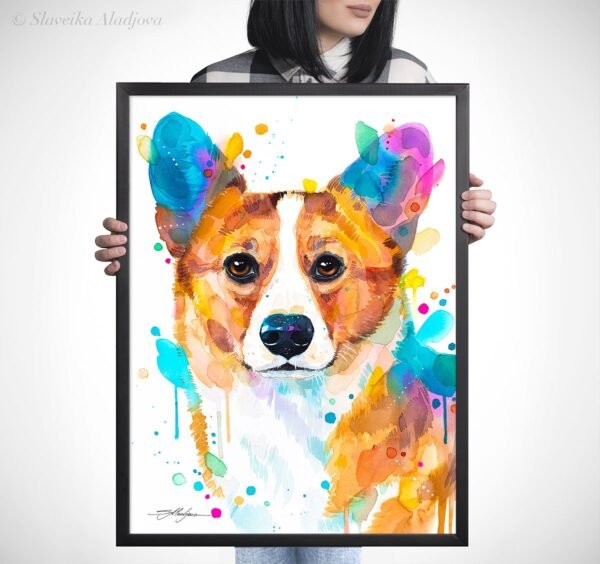 Pembroke Welsh Corgi, Dog watercolor painting print by Slaveika Aladjova
