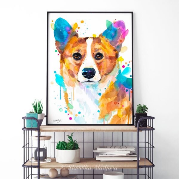Pembroke Welsh Corgi, Dog watercolor painting print by Slaveika Aladjova