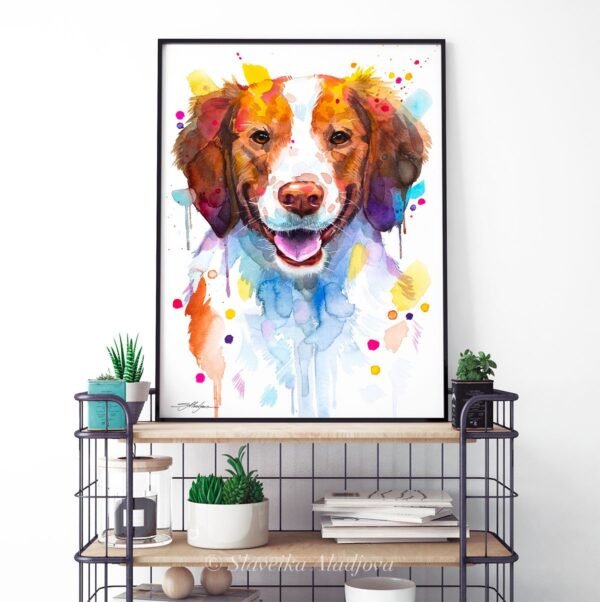 Brittany Spaniel, Dog watercolor painting print by Slaveika Aladjova Brittany Spaniel, Dog watercolor painting print by Slaveika Aladjova