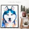 Siberian Husky, dog, animal, watercolor
