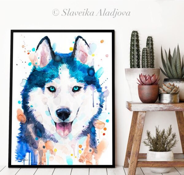 Siberian Husky, dog, animal, watercolor