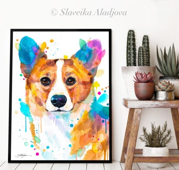 Pembroke Welsh Corgi, Dog watercolor painting print by Slaveika Aladjova
