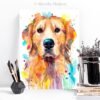 Golden Retriever, Dog watercolor painting print by Slaveika Aladjova