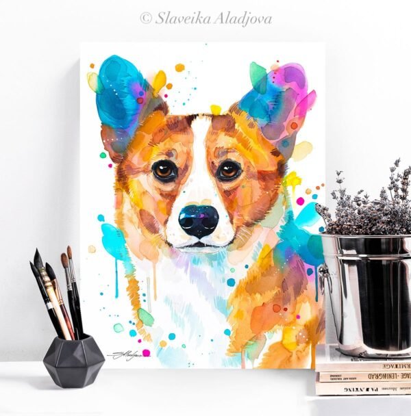 Pembroke Welsh Corgi, Dog watercolor painting print by Slaveika Aladjova