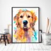 Golden Retriever, Dog watercolor painting print by Slaveika Aladjova