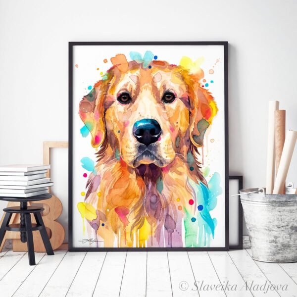 Golden Retriever, Dog watercolor painting print by Slaveika Aladjova