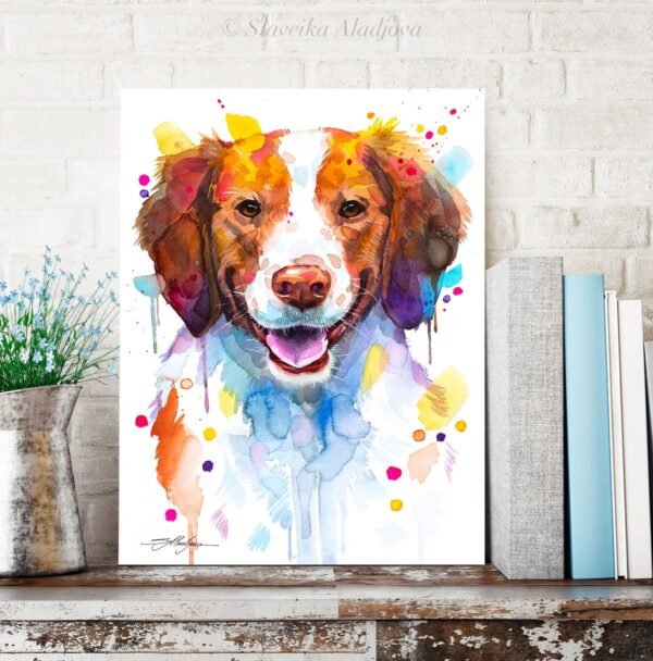 Brittany Spaniel, Dog watercolor painting print by Slaveika Aladjova Brittany Spaniel, Dog watercolor painting print by Slaveika Aladjova
