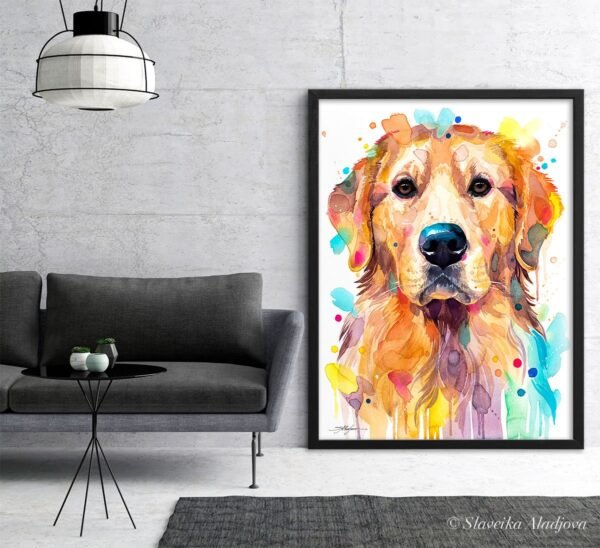 Golden Retriever, Dog watercolor painting print by Slaveika Aladjova