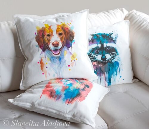 Brittany Spaniel, Dog art Pillow case