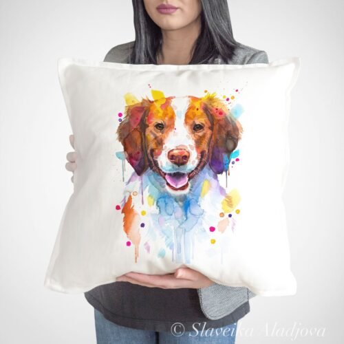 Brittany Spaniel, Dog art Pillow case Brittany Spaniel, Dog art Pillow case