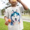 Siberian Husky, Dog art T-shirt, watercolor
