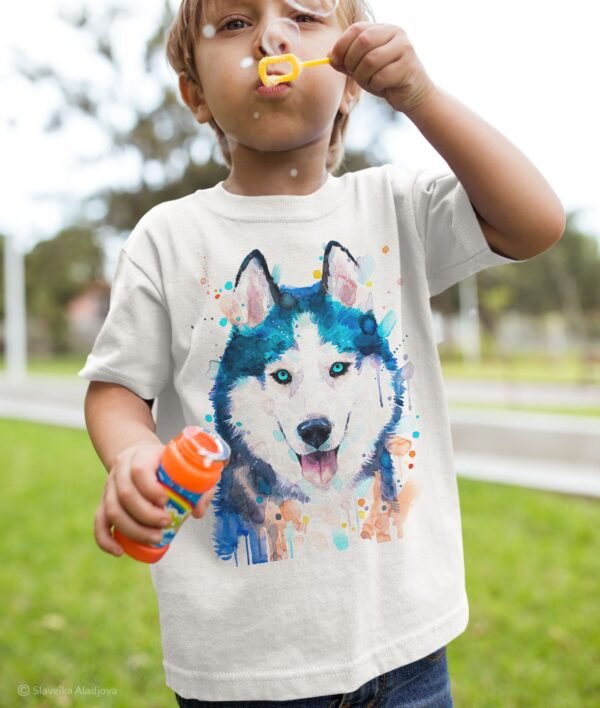 Siberian Husky, Dog art T-shirt, watercolor