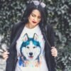 Siberian Husky, Dog art T-shirt, watercolor