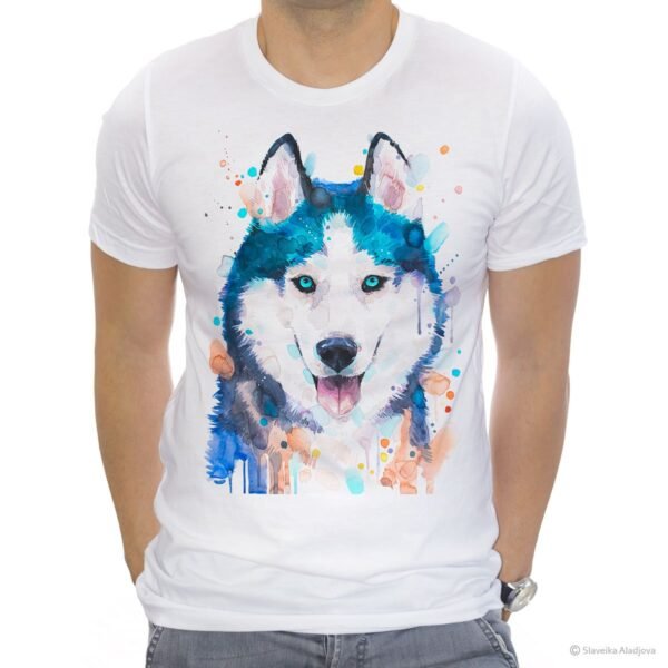 Siberian Husky, Dog art T-shirt, watercolor