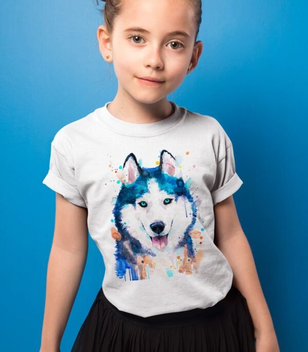 Siberian Husky, Dog art T-shirt, watercolor