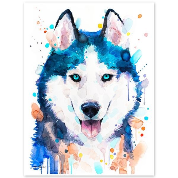 Siberian Husky, dog, animal, watercolor