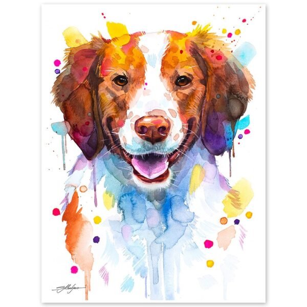 Brittany Spaniel, Dog watercolor painting print by Slaveika Aladjova Brittany Spaniel, Dog watercolor painting print by Slaveika Aladjova