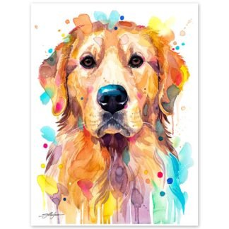 Golden Retriever, Dog watercolor painting print by Slaveika Aladjova