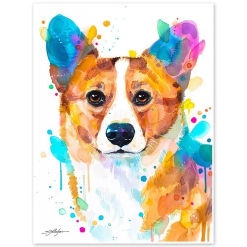 Pembroke Welsh Corgi, Dog watercolor painting print by Slaveika Aladjova