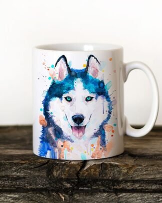 Siberian Husky coffee mug, watercolor