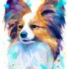Papillon, Dog watercolor painting print by Slaveika Aladjova