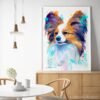 Papillon, Dog watercolor painting print by Slaveika Aladjova