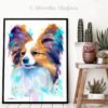Papillon, Dog watercolor painting print by Slaveika Aladjova