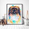 Pekingese, Dog watercolor painting print by Slaveika Aladjova