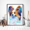 Papillon, Dog watercolor painting print by Slaveika Aladjova