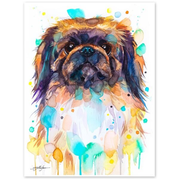 Pekingese, Dog watercolor painting print by Slaveika Aladjova