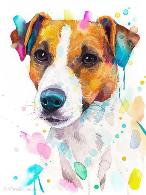 Dog watercolor portrait painting
